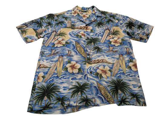 Chemise hawaïenne Royal Creations Made in Hawaii palmiers taille M #654h