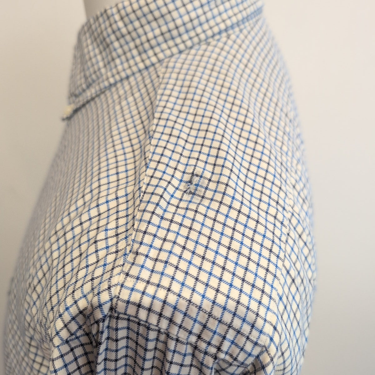 Chemise Ralph Lauren Ellington Homme M Blanche Carreaux Bleu Noir
