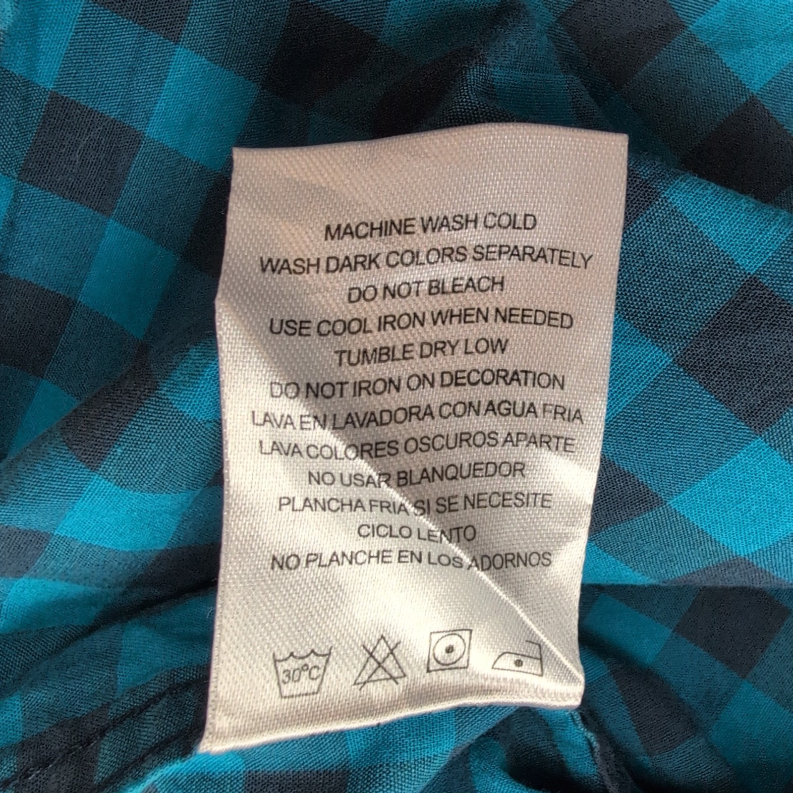 Chemise Lee Manches Courtes Bleue et Noire à Carreaux à Poche Taille XL