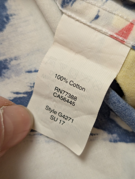 Chemise Hawaïenne J.Crew Slim XL Coton Blanc Motifs Voiliers Rouges