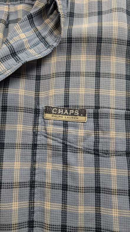 Chemise manches courtes Chaps Ralph Lauren L carreaux shirt button down bleu
