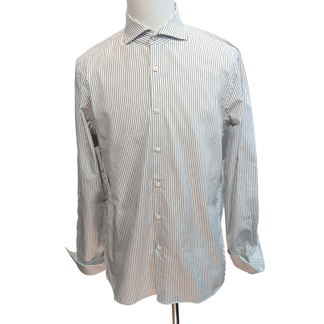 Chemise HUGO BOSS 100% Coton XL Slim Fit Blanche Poignets Mousquetaires