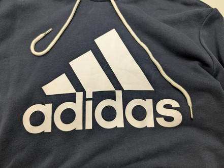 ➜ Sweat à Capuche Adidas - Grand Logo Blanc - Marine - Taille M