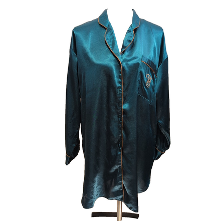 Chemise de nuit Victoria’s Secret M satin vert foncé lingerie vintage