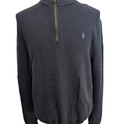 Pull POLO RALPH LAUREN Col Zippé 100% PIMA COTTON Bleu Marine Taille L Chic