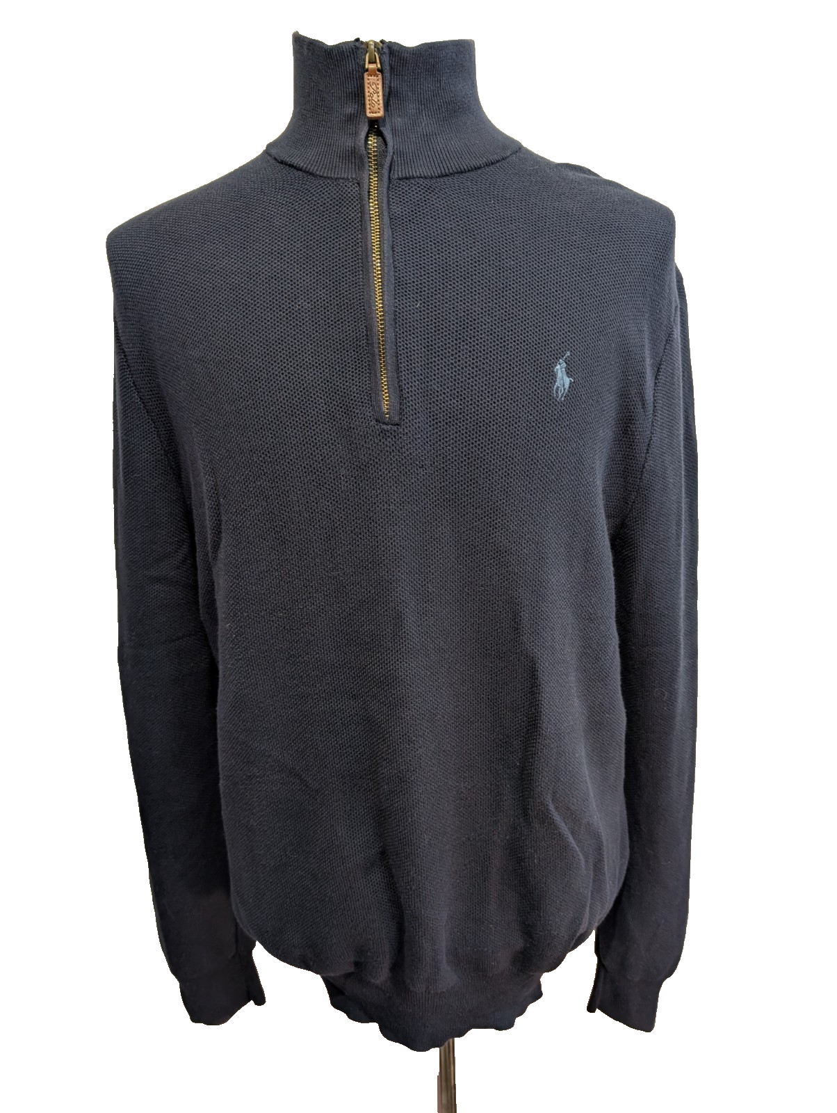 Pull POLO RALPH LAUREN Col Zippé 100% PIMA COTTON Bleu Marine Taille L Chic