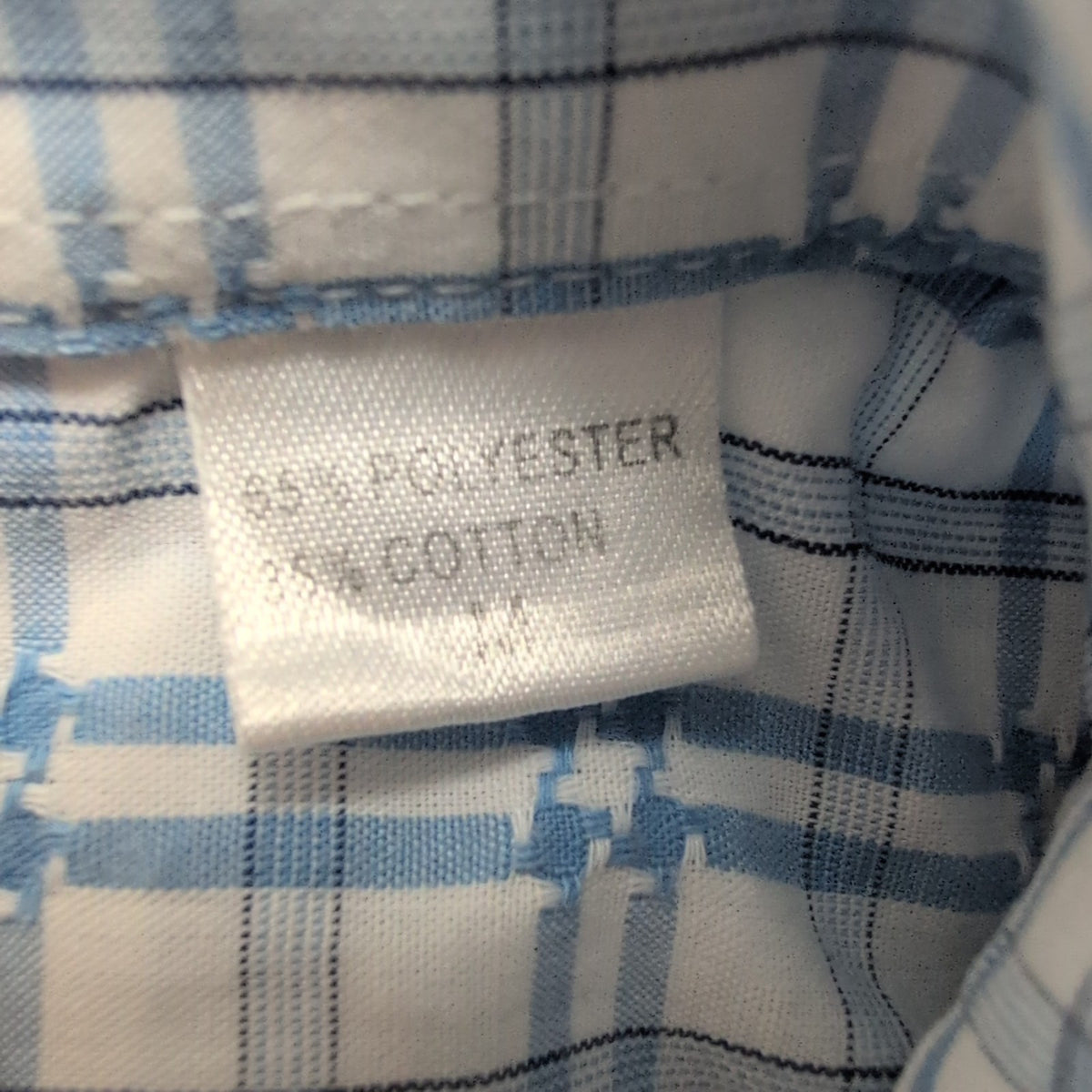 Chemise YVES SAINT LAURENT M Blanche Carreaux Bleus Manches Courtes