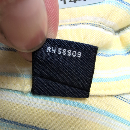 Chemise Roundtree & Yorke XL Lin Coton Rayures Jaune Bleu Manches courtes