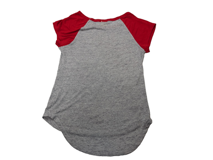 T-Shirt Fille DISNEY Minnie Mouse 2019 Manches Raglan Gris Rouge Taille 7 ans
