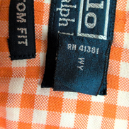 Chemise Polo Ralph Lauren L Orange Carreaux Custom Fit Cintrée Button Down Shirt