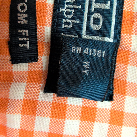 Chemise Polo Ralph Lauren L Orange Carreaux Custom Fit Cintrée Button Down Shirt