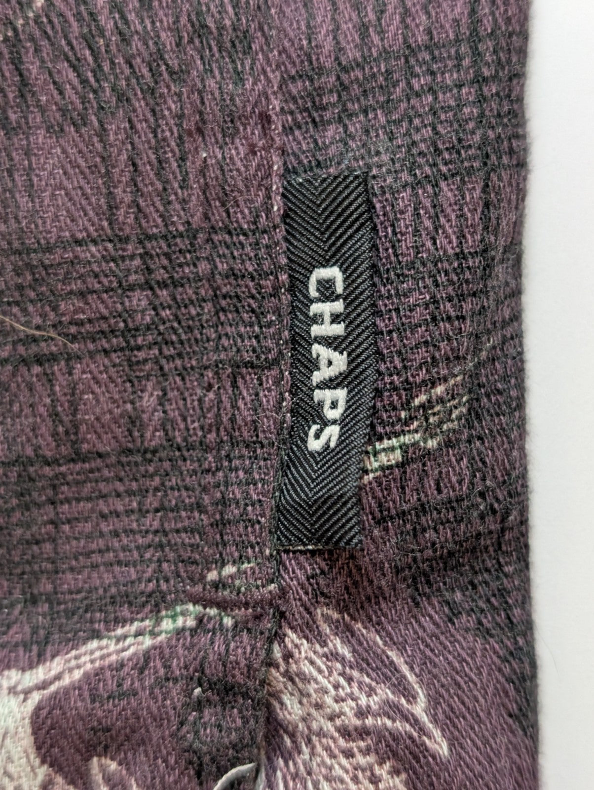 👕 Chemise CHAPS Ralph Lauren XXL (2XL) Vintage 100% Coton Violet Motif Palmiers