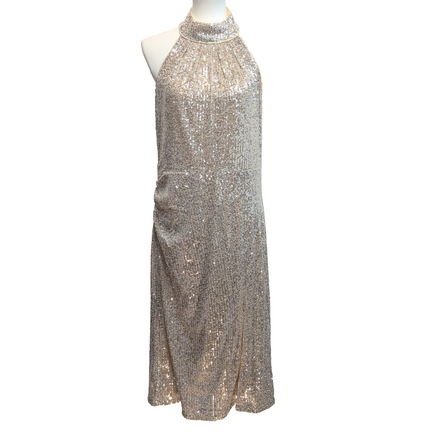 Robe Soirée Finding Friday T44 Argent Pailletée Dos Nu Neuve Étiquette