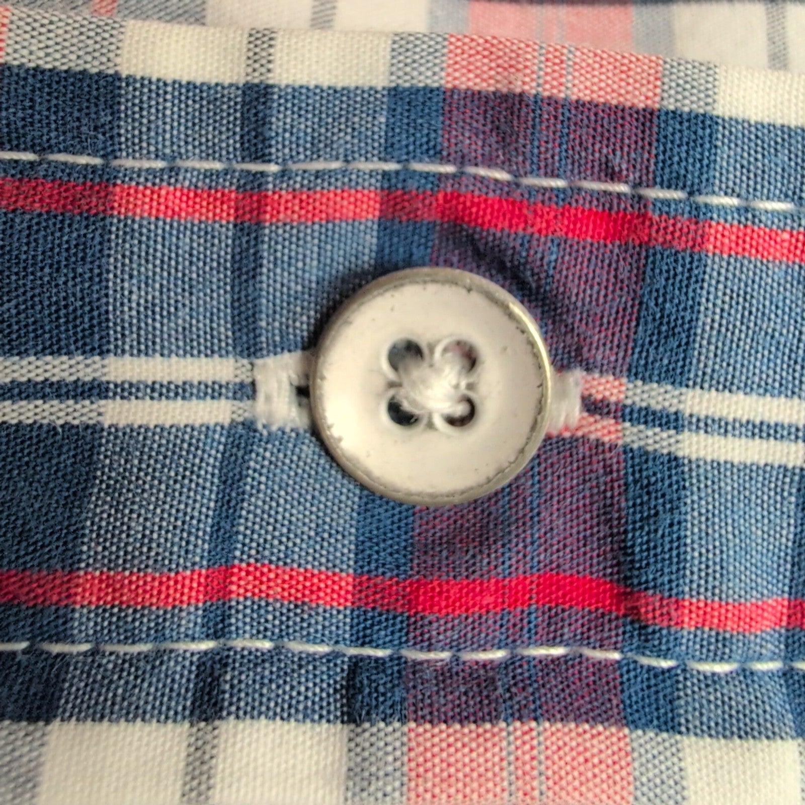 Chemise Tommy Hilfiger Manche Courte Bleue Blanche Rouge Carreaux Taille XL Une