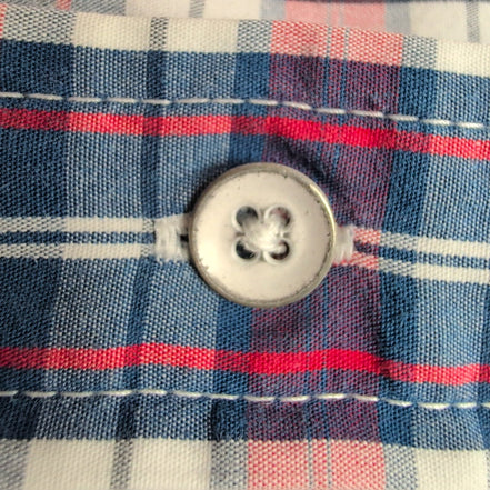 Chemise Tommy Hilfiger Manche Courte Bleue Blanche Rouge Carreaux Taille XL Une