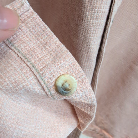 Chemise L.L. Bean corail saumon uni manches courtes taille M #197e