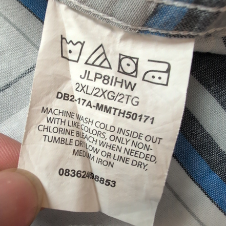 Chemise Wrangler 2XL Blanc Bleu et Gris à Grands Carreaux