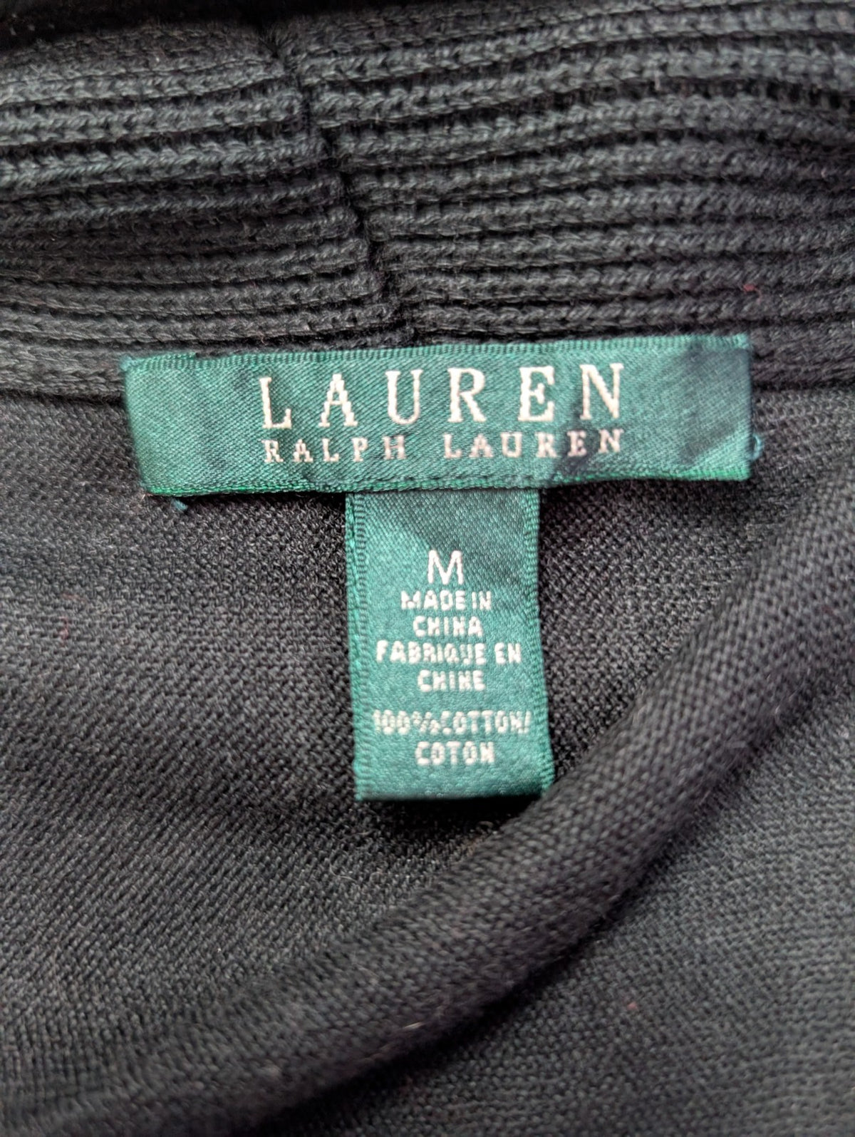 Gilet cardigan LAUREN Ralph Lauren M noir col châle ouvert manches longues