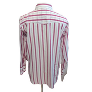 Chemise Western Wrangler Blanc Rayures Bordeaux Pression Taille M