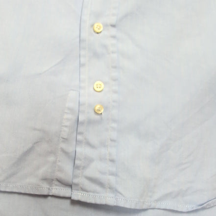 Chemise Burberry L/XL Bleu Clair Logo Brodé Boutons Gravés Coton Manches longues