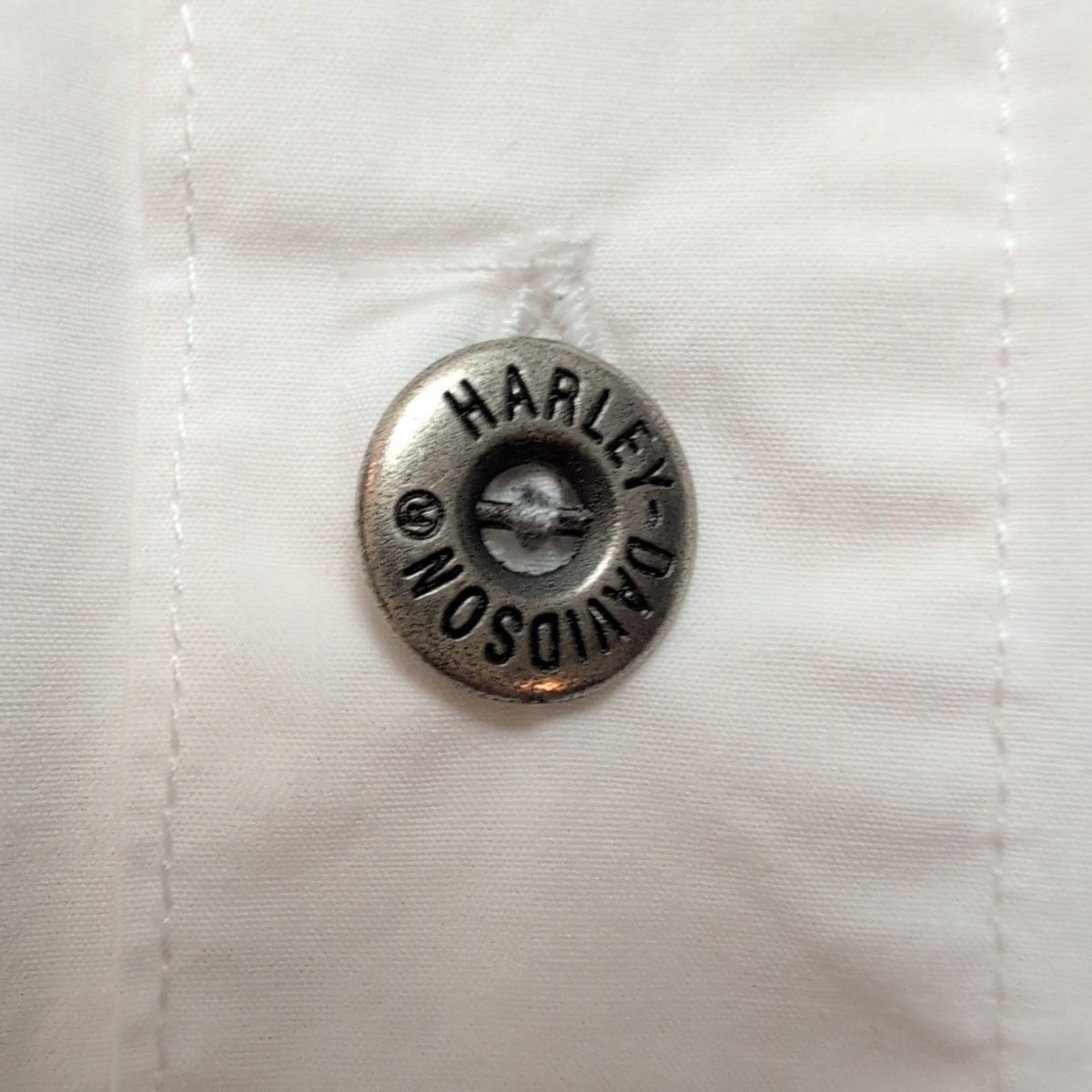 Chemise Harley-Davidson XL Blanche Brodée 100% Coton Boutons Métal HD