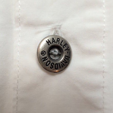Chemise Harley-Davidson XL Blanche Brodée 100% Coton Boutons Métal HD