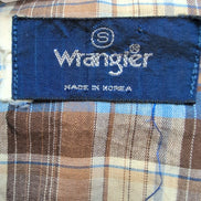Chemise Wrangler Western Carreaux Marron Bleu 2 Poches Rabat Boutons Nacrés T.S
