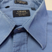 Chemise CHAPS vintage bleu uni logo brodé manches longues homme taille XL