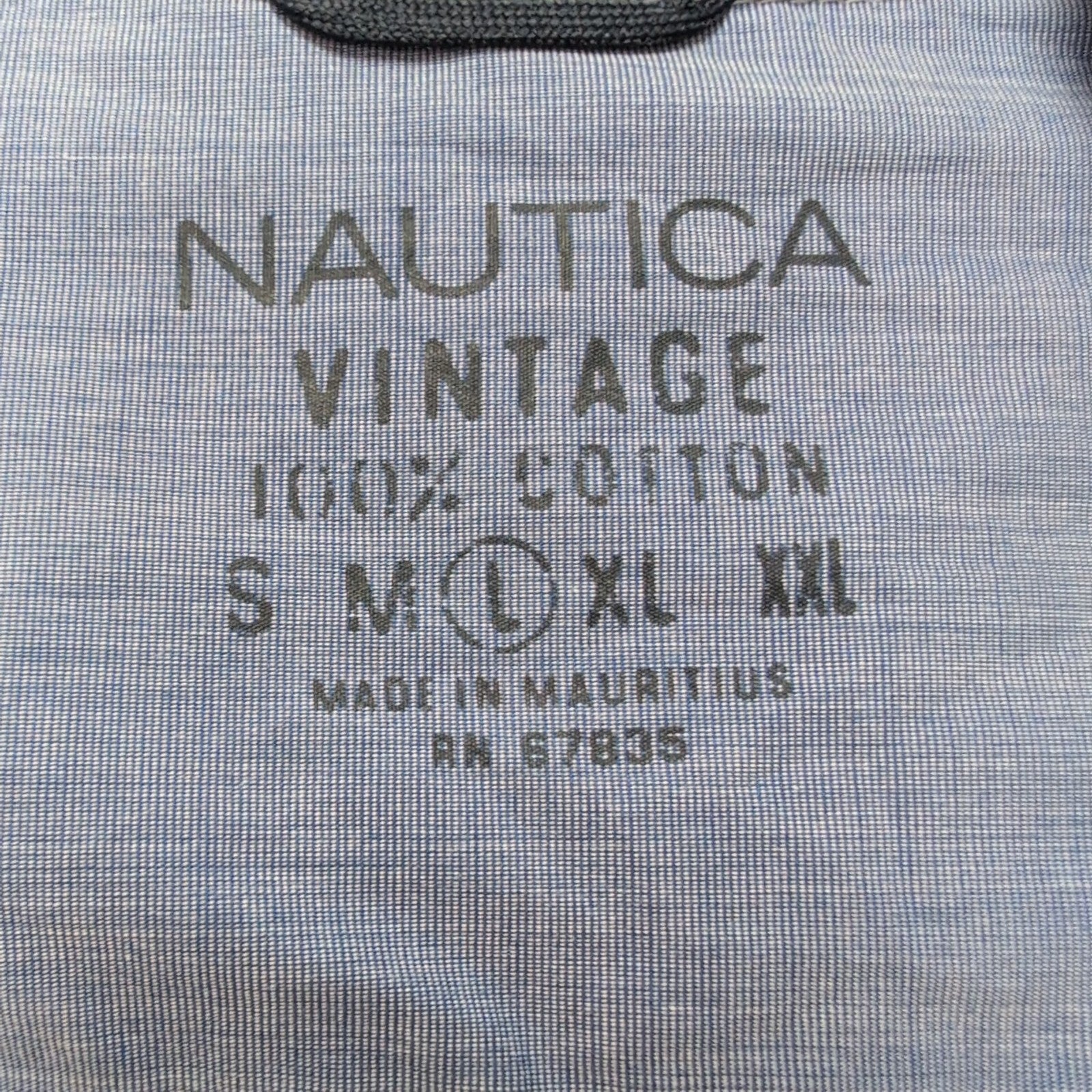 Chemise Nautica L Bleue Rayures 2 Poches 100% Coton Manches Longues