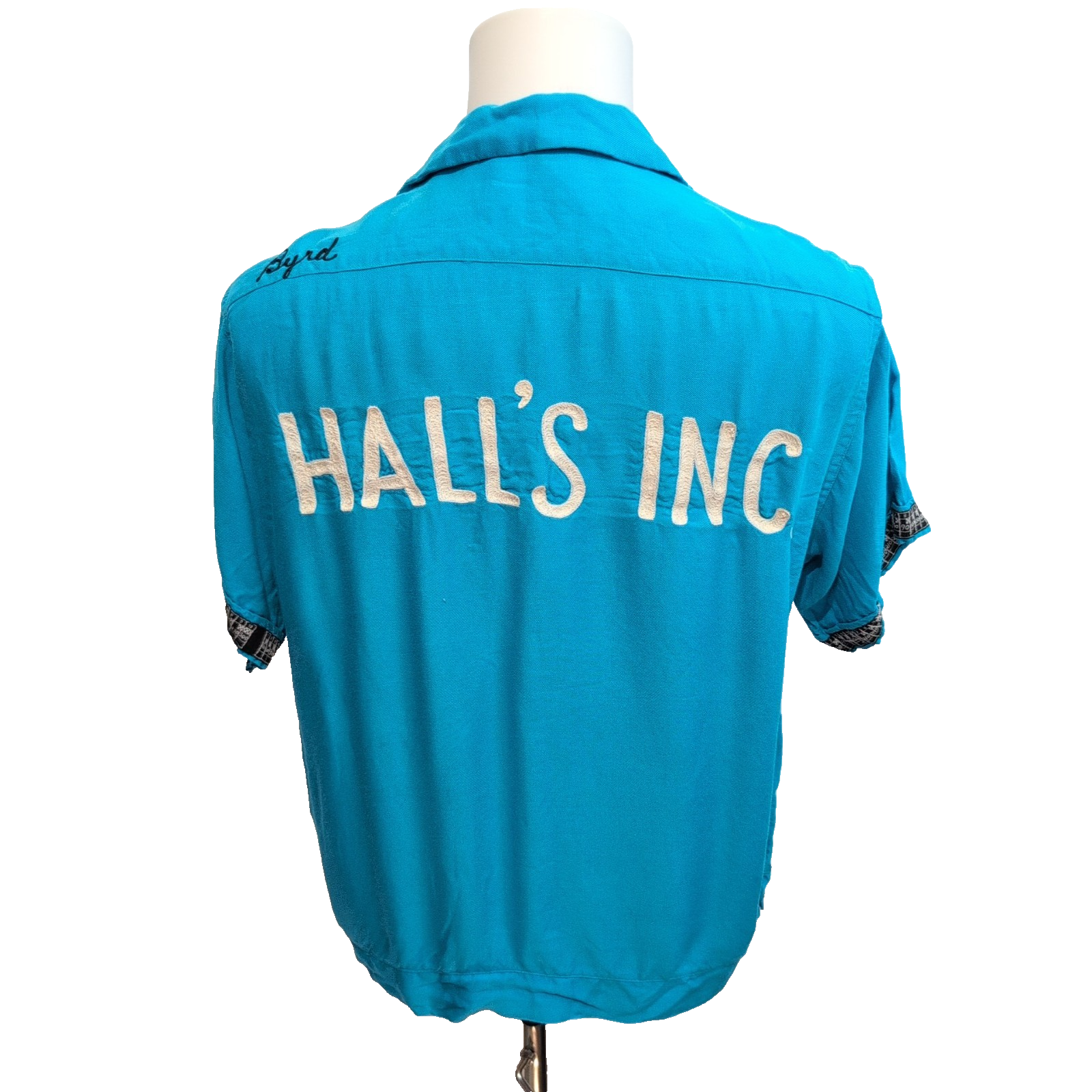 Chemise hawaïenne The Suringster L bleue brodée 100% soie manches courtes