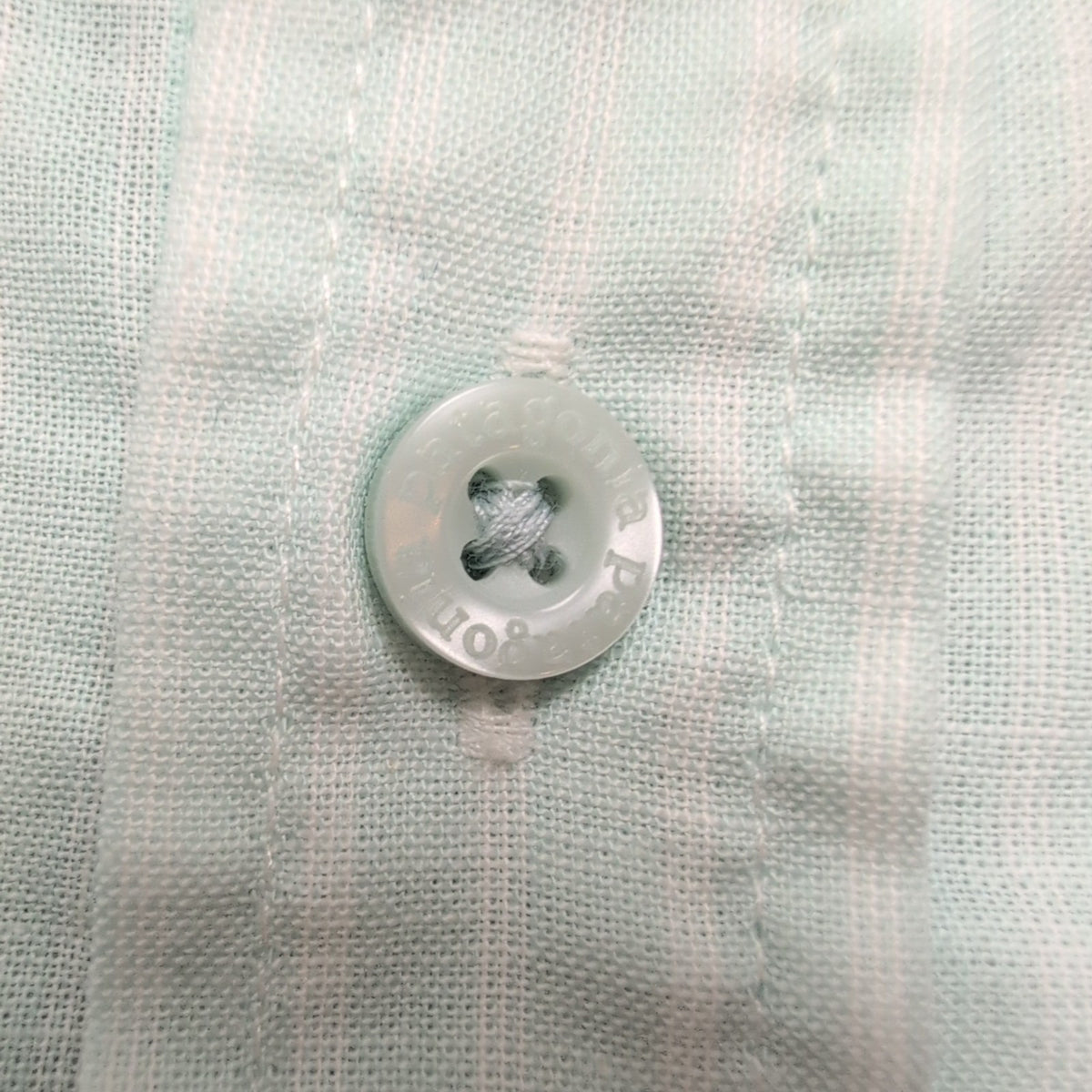 Chemise Patagonia L vert pâle rayures coton bio manches courtes