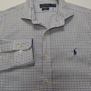 Chemise Ralph Lauren violet petits carreaux logo marine taille M / L #2558