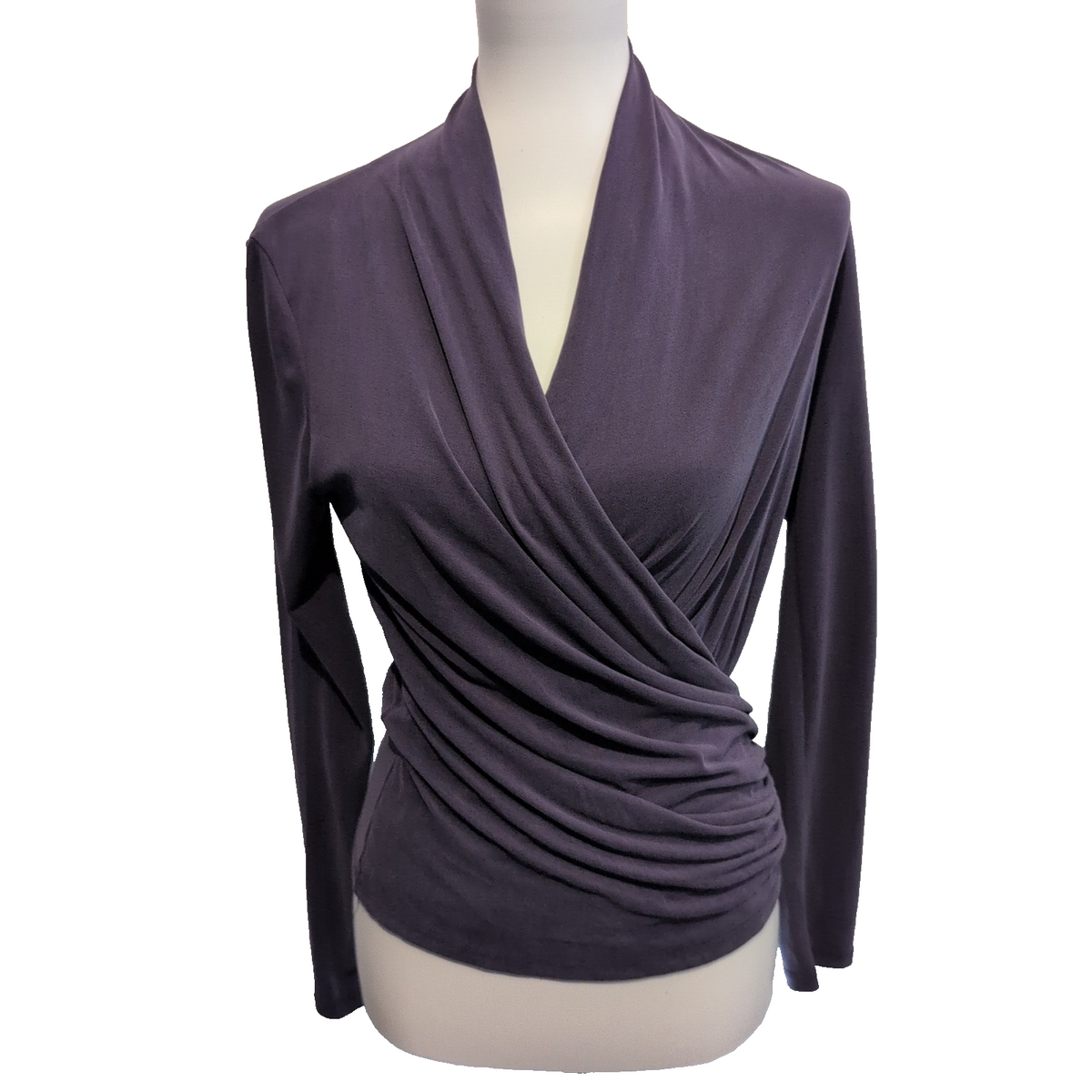 Haut Naf Naf Femme Taille S Violet Cache-Cœur 70% Modal Manches Longues Neuf