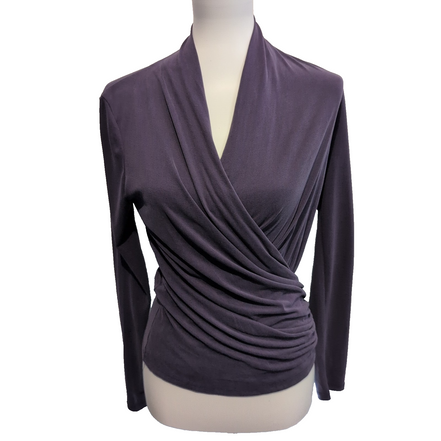 Haut Naf Naf Femme Taille S Violet Cache-Cœur 70% Modal Manches Longues Neuf
