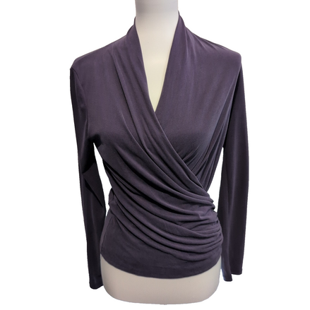 Haut Naf Naf Femme Taille S Violet Cache-Cœur 70% Modal Manches Longues Neuf