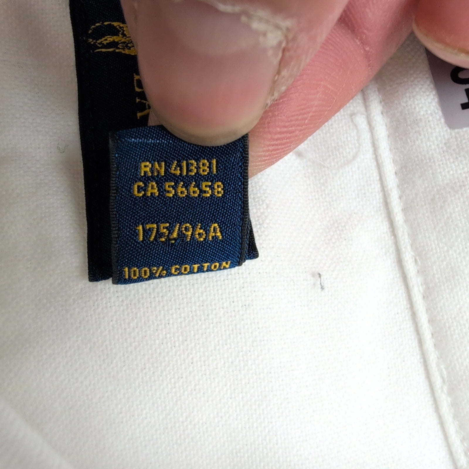 Chemise Ralph Lauren M Blanc Uni Logo Marron Coton manches longues