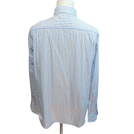 Chemise Nautica Classic Fit XL Rayures Bleu Blanc Poche Coton