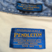 Chemise Pendleton L Blanc Cassé Coton Logo Brodé Une Poche Rare