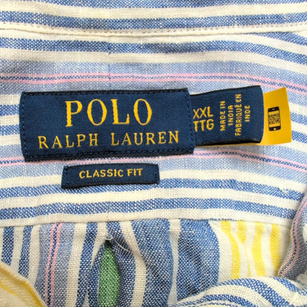 Chemise Polo Ralph Lauren XXL Lin Rayures Multicolores Classic Fit QR Code
