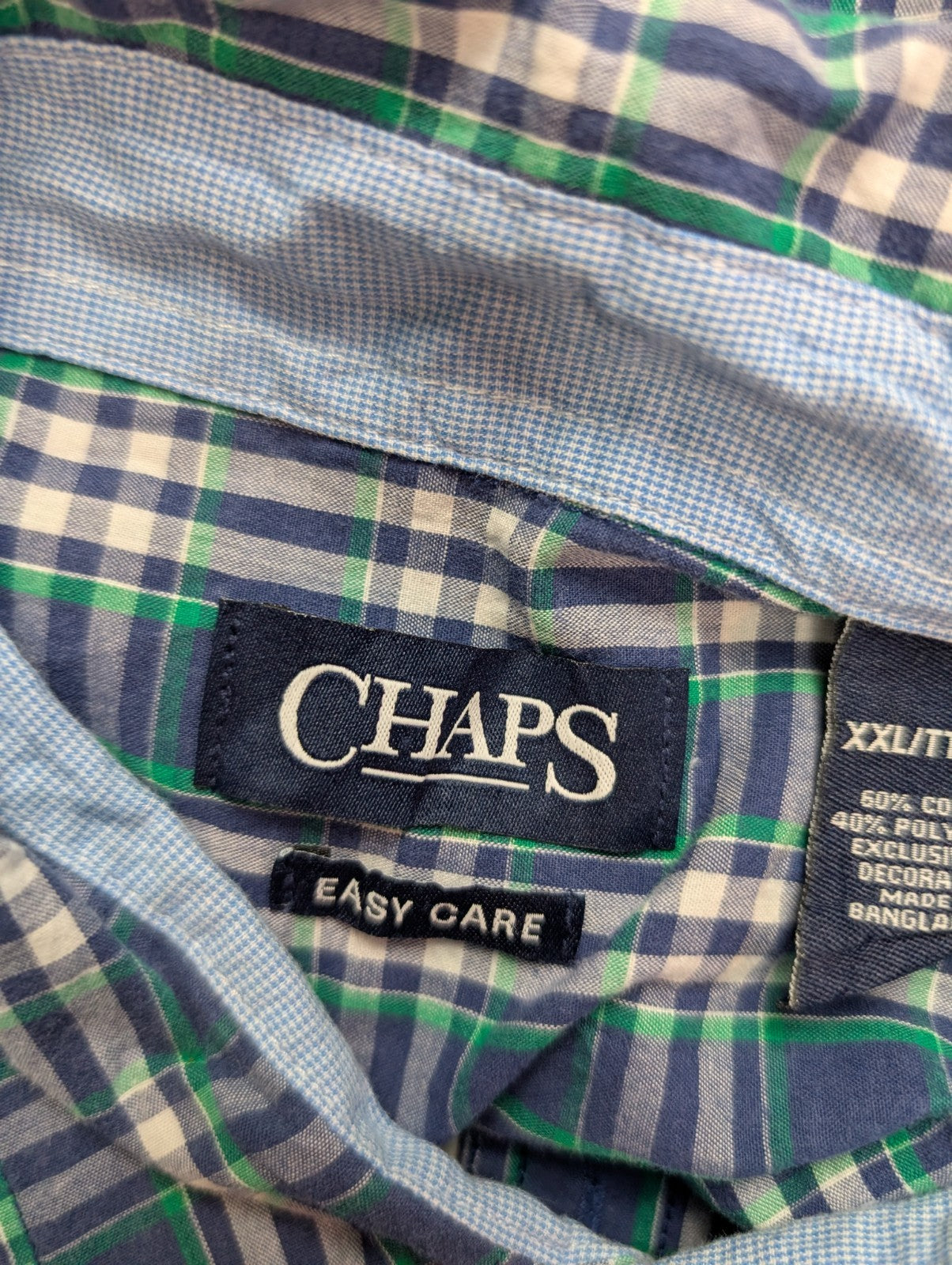 Chemise Chaps manches courtes bleu à carreaux taille L #229msch
