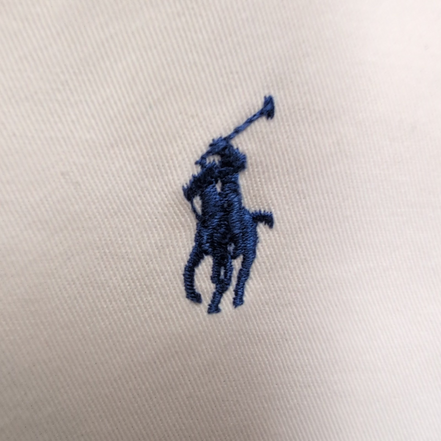 Chemise Ralph Lauren XL Vintage Blanche Coton Lourd Logo Bleu
