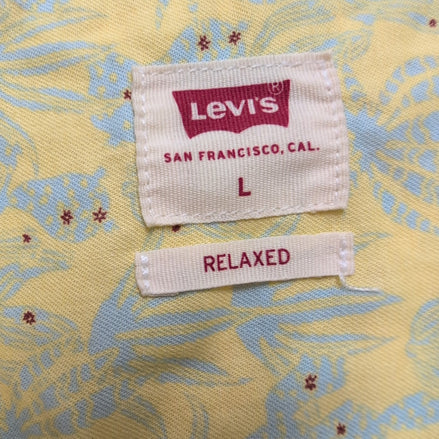 Chemise Hawaïenne Levi’s Jaune Floral Coton Manches Courtes Taille L