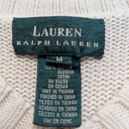 Pull Lauren Ralph Lauren femme M blanc cassé col V écusson brodé coton