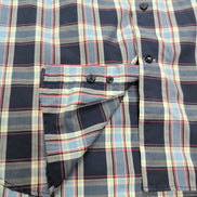 Chemise Nautica Classic Fit L Bleu Marine Carreaux 100% Coton Manches courtes