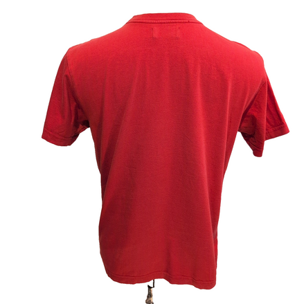 T-shirt Adidas M Rouge Grand Logo Bleu Marine 100% Coton Vintage