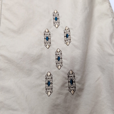 Chemise Chaps Ralph Lauren Manches Courtes Crème Coton Cuba Café Taille XLT