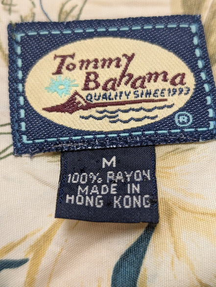 Chemise Hawaïenne TOMMY BAHAMA Beige & Vert Motifs Fleuris - Taille M