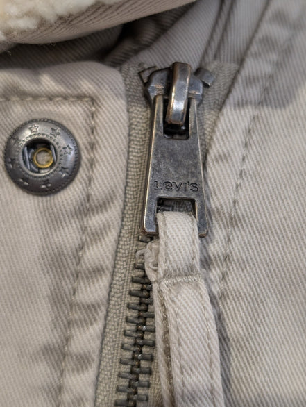 Blouson Veste Levis Homme L Doublé Sherpa Crème Beige Vintage Fermeture Zip