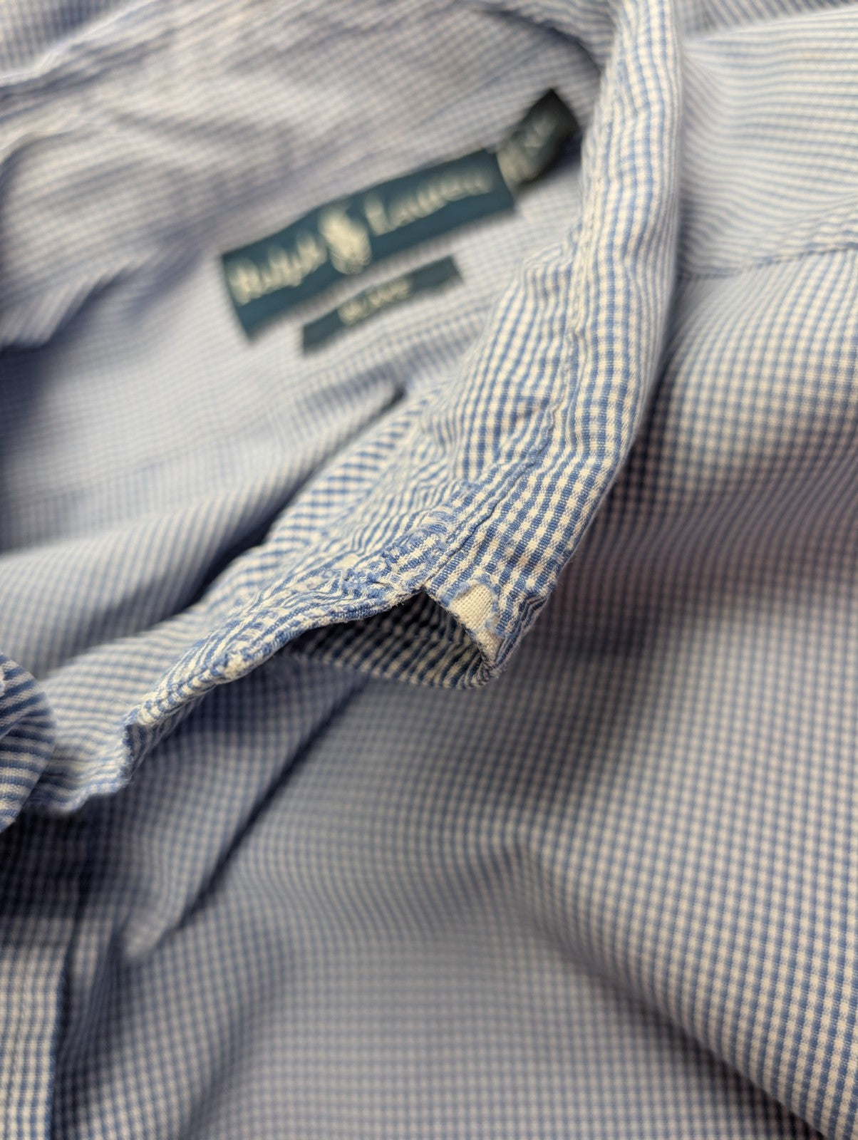 Chemise Polo Ralph Lauren Shirt L Custom Fit Rayée Bleu Blanc Button Down