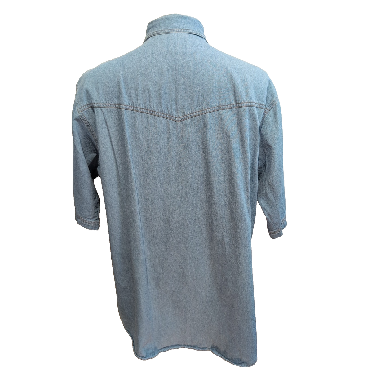 Chemise Western Plains XL jean bleu clair boutons pression manches courtes